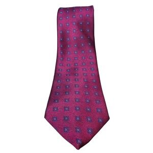 Brooks Brothers 346 Silk Tie Burgundy Blue Micro Geometric Pattern Mens